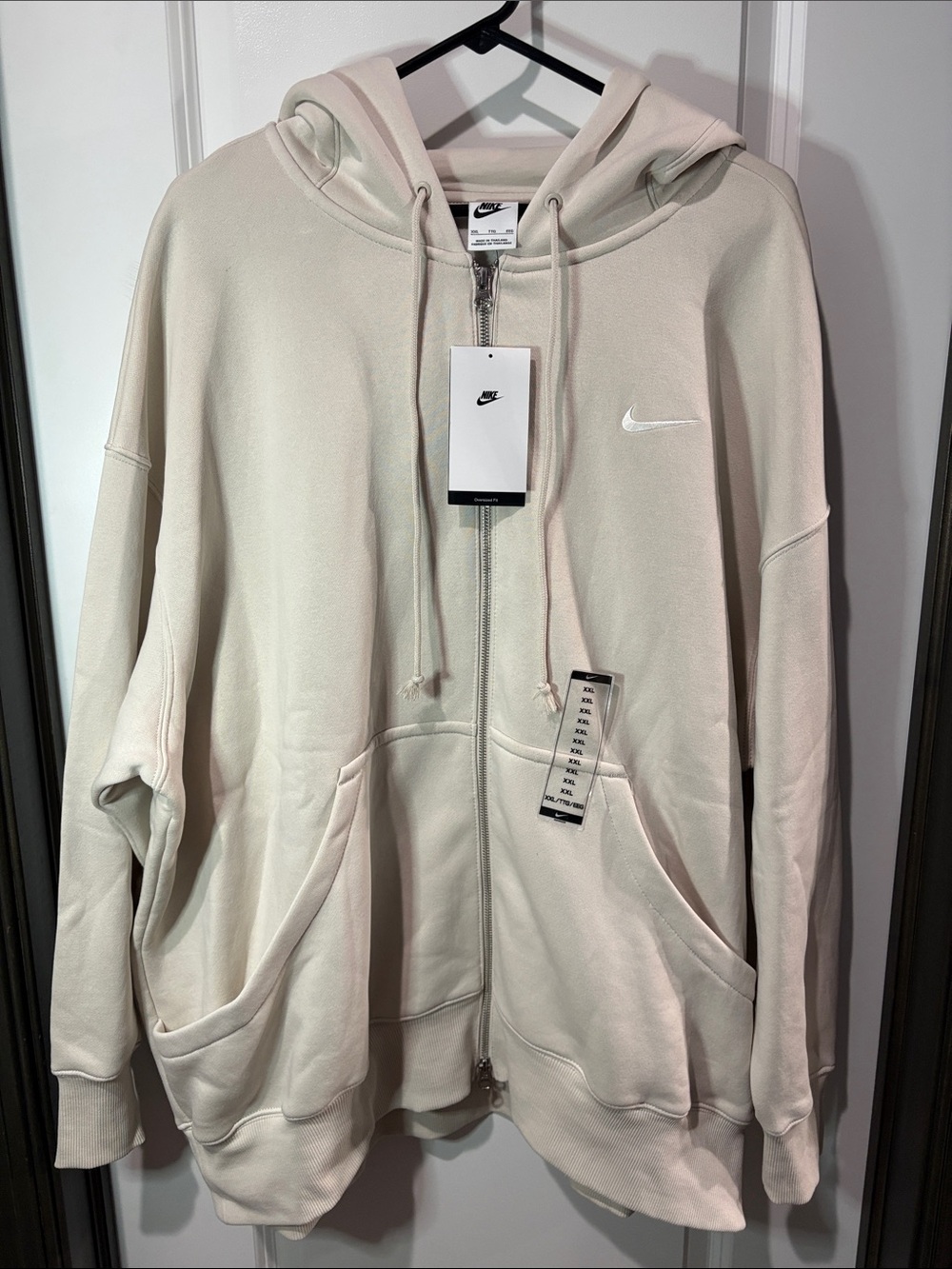 Nike Cream Full-Zip Hoodie with White Swoosh Detail